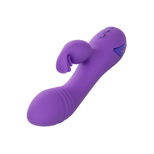 Purple and white vibrator with clitoral stimulator, designed for west coast wave-riding pleasure.