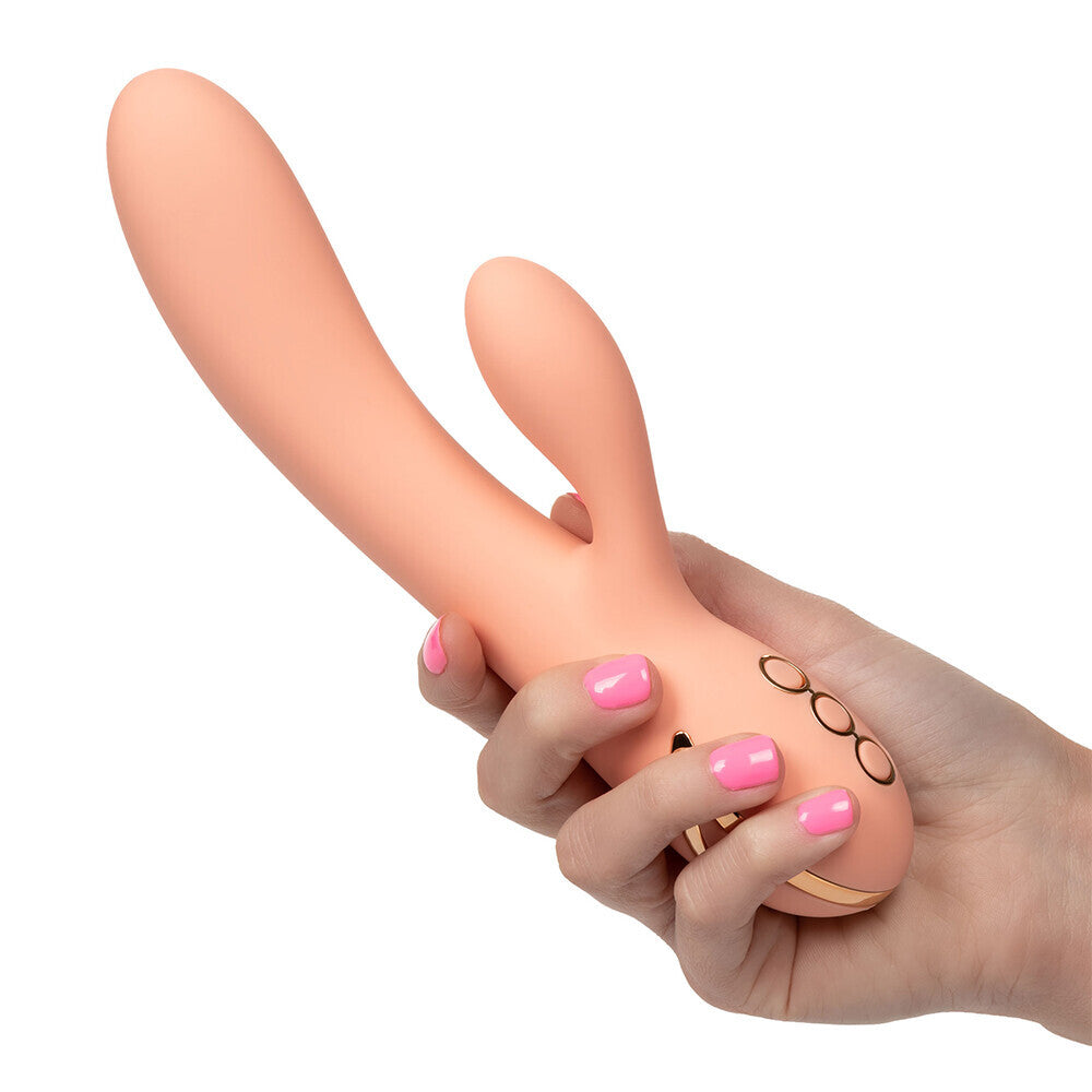 California Exotic Monterey Magic vibrator with clit stimulator, purple silicone with a smooth finish.
