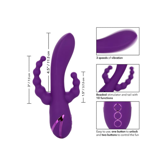 Long Beach vibrator with clit stimulator from California Exotic, featuring a smooth, contoured design.