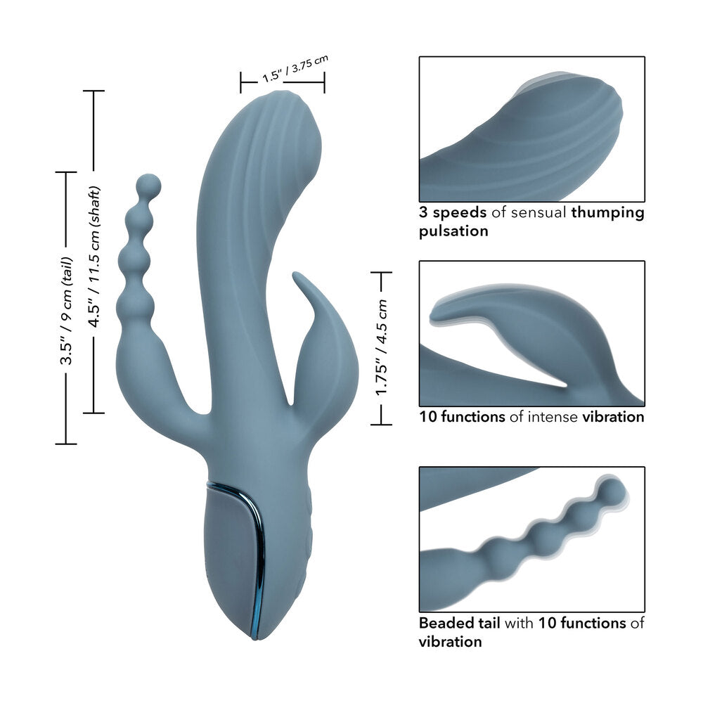Triple Ecstasy vibrator with clit stims, featuring three motors for intense pleasure.