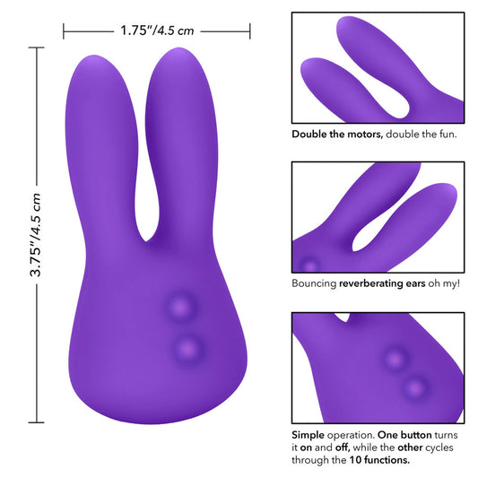 California Exotic Mini Marvels bunny vibrator, pink silicone with textured ears for enhanced pleasure.