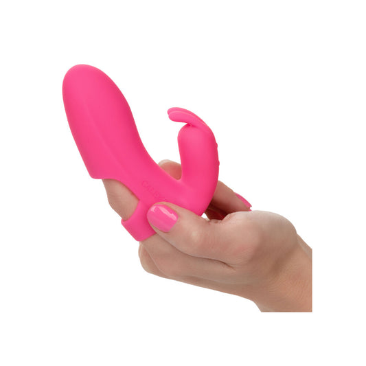 marvelous pleaser rabbit finger vibrator, purple silicone with a smooth finish, for pleasure.