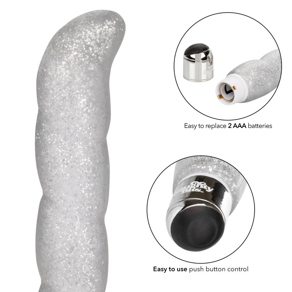 California Exotic Naughty Bits Screwnicorn vibrator with a textured shaft and G-spot tip.