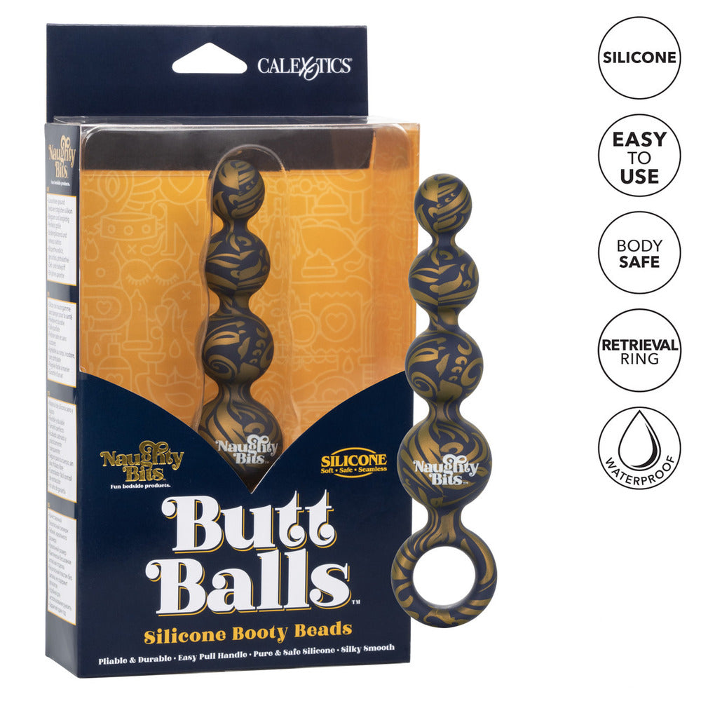 California Exotic naughty bits butt balls: silicone anal beads for cheeky fun