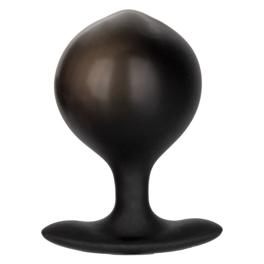 California Exotic Colt weighted plumper inflatable butt plug, shiny black silicone for anal play.