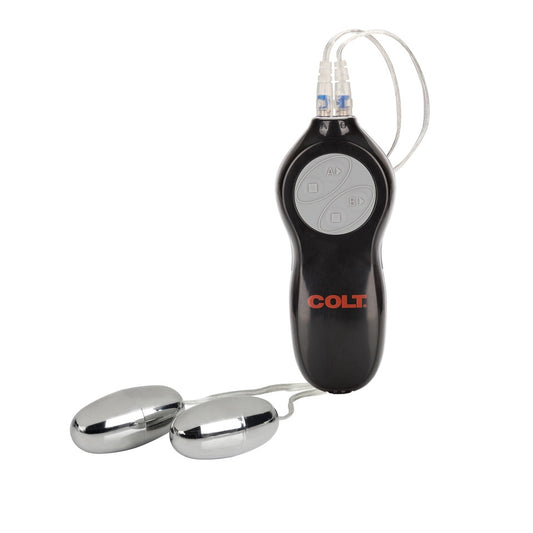 california exotic colt twin turbo bullets vibrating eggs, purple and silver, for intimate play