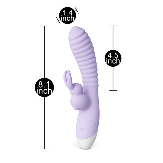 A purple rechargeable bunny vibrator with twelve speeds, perfect for personal pleasure.