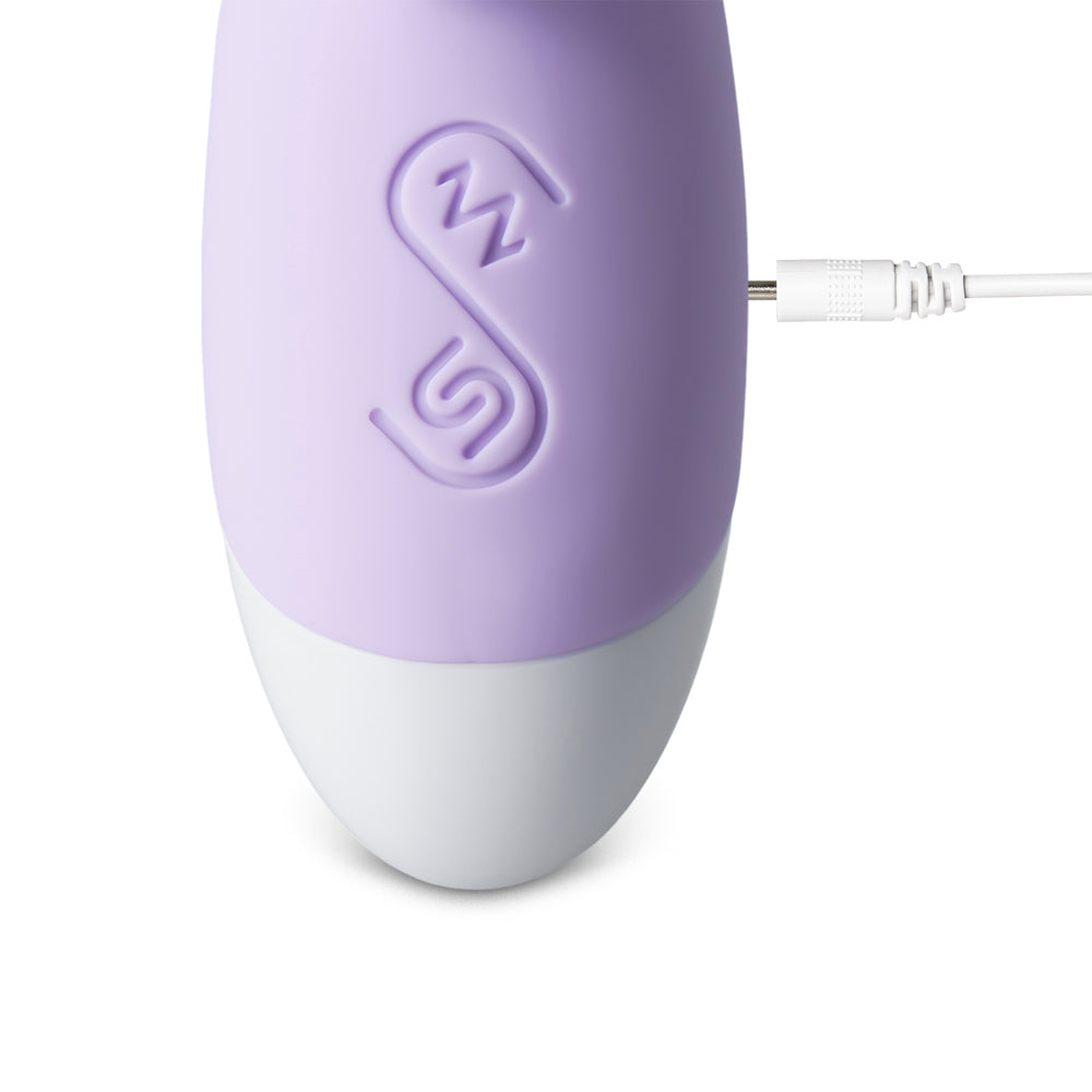 Purple rechargeable bunny vibrator with twelve speeds, ideal for personal pleasure.