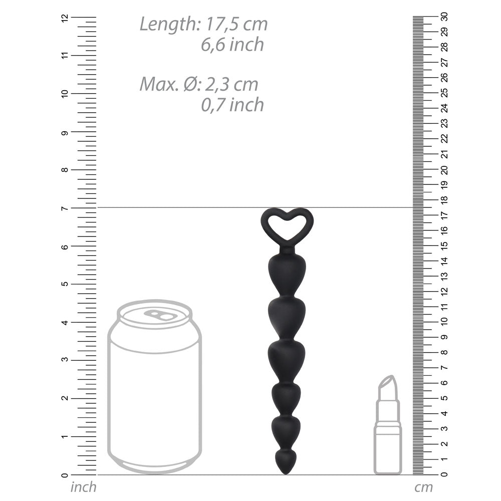 Black silicone anal beads from shots toys, a pleasure enhancing sex toy.