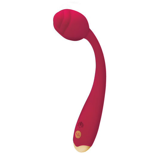 Vibrating rose-shaped G-spot massager with a long stem and a smooth, sensual finish.