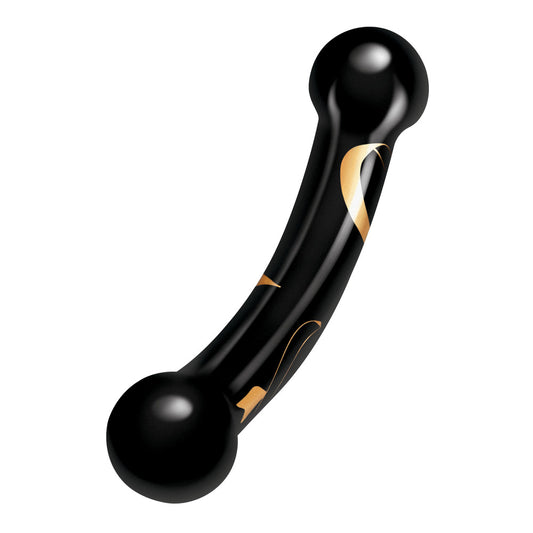 Secret kisses double-ended dildo, 5.5 inches long, crafted from clear glass for sensual pleasure.