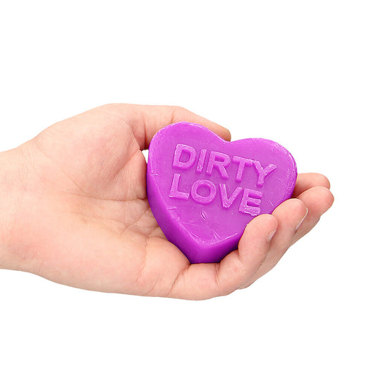 Dirty Love lavender soap bar novelty, purple and white marbled effect, for adults.