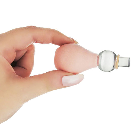 Size Matters nipple enlargement pumps, clear plastic domes for comfortable female pumping.