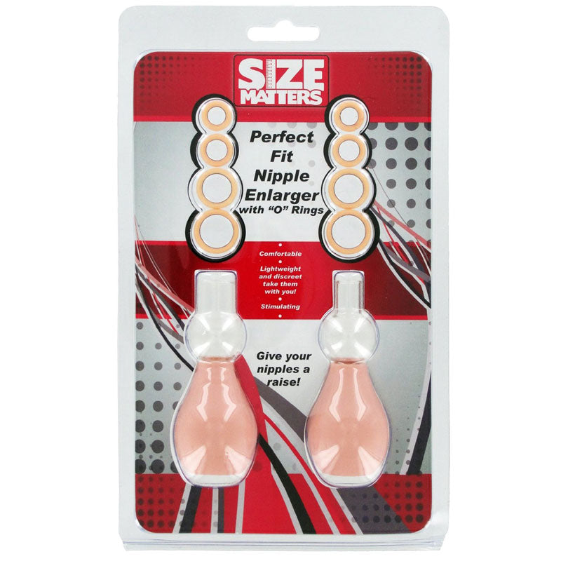 Clear plastic nipple enlargement pumps, a product for female enhancement, from Size Matters.