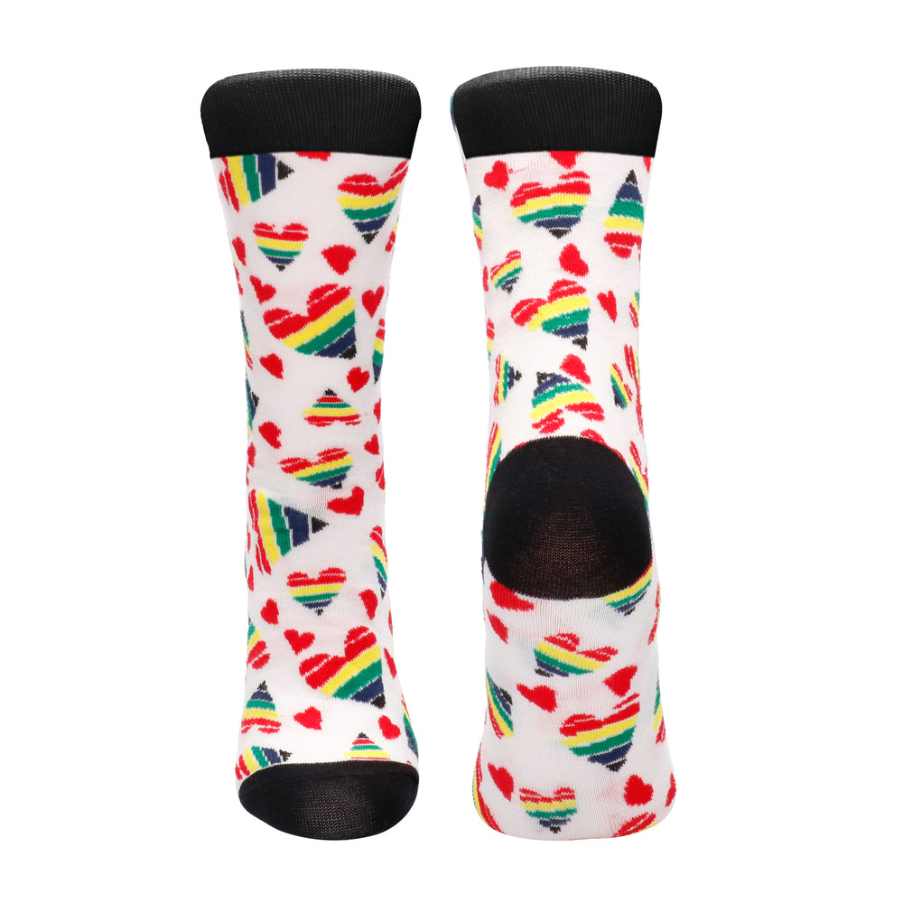 Shots Toys 'Happy Hearts' socks, size 42-46, featuring a cheeky novelty design on the fabric.
