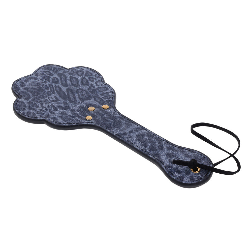 Sportsheets paw paddle in glossy black, a fun toy for playful erotic spanking.