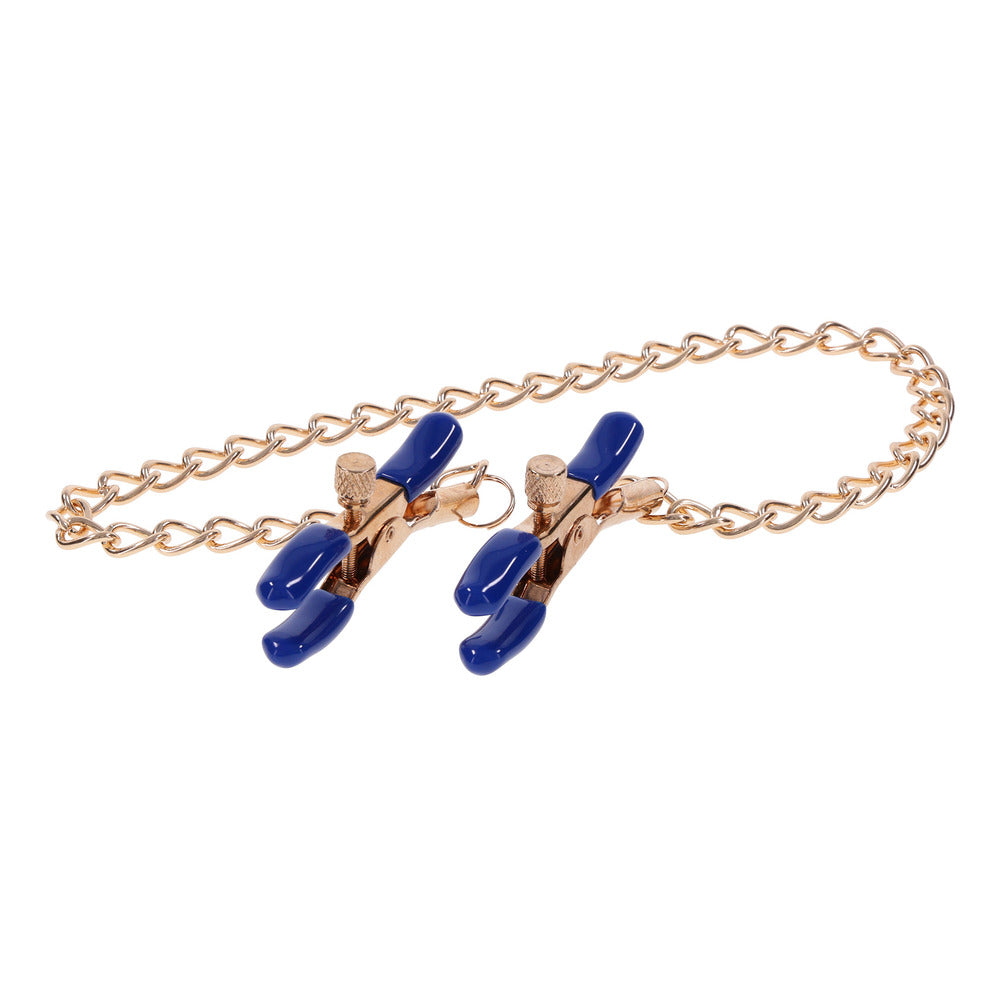 Sportsheets cougar nipple clamps, chained, with adjustable screws, for exciting erotic play
