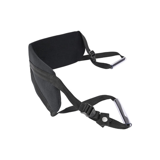 Sportsheets Pivot Deluxe Strap, black nylon restraint with silver metal pivots for adjustable positioning.