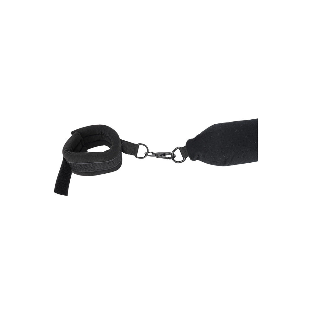 Sportsheets pivot positioning bar, a black metal frame restraint with adjustable padded supports.