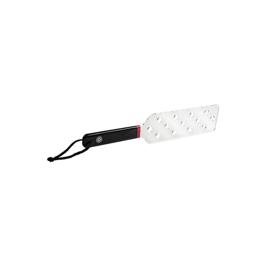 See-through acrylic spanker paddle, a cheeky addition for playful times in the bedroom.