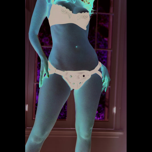 Sportsheets ember strap on harness in black, adjustable for comfortable, confident use.