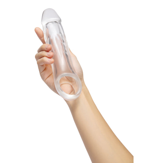 Clear plastic penis extender from Size Up, adding two inches to length.