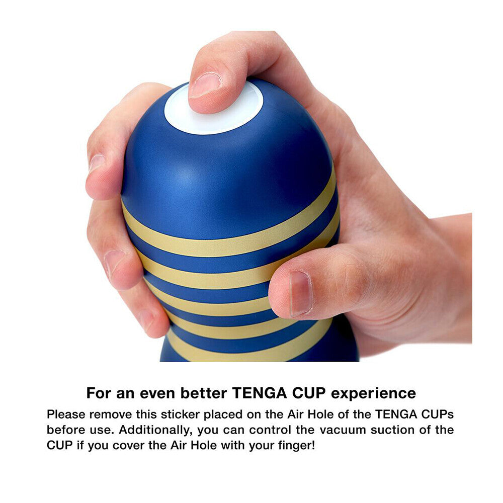 Tenga vacuum cup masturbator, strong sensation, premium original design, featuring a textured interior for male pleasure.