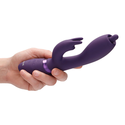 shots toys nilo pinpoint rabbit vibrator in purple, with rotating g-spot stimulation.