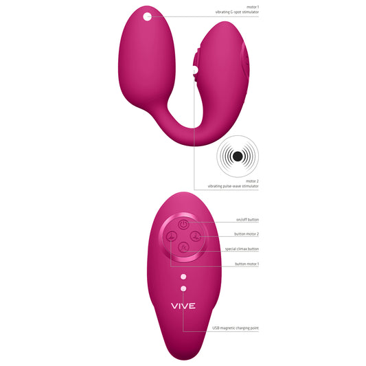 Pink, egg-shaped vibrator from Shots Toys with a subtle pulse wave feature, for intimate use.