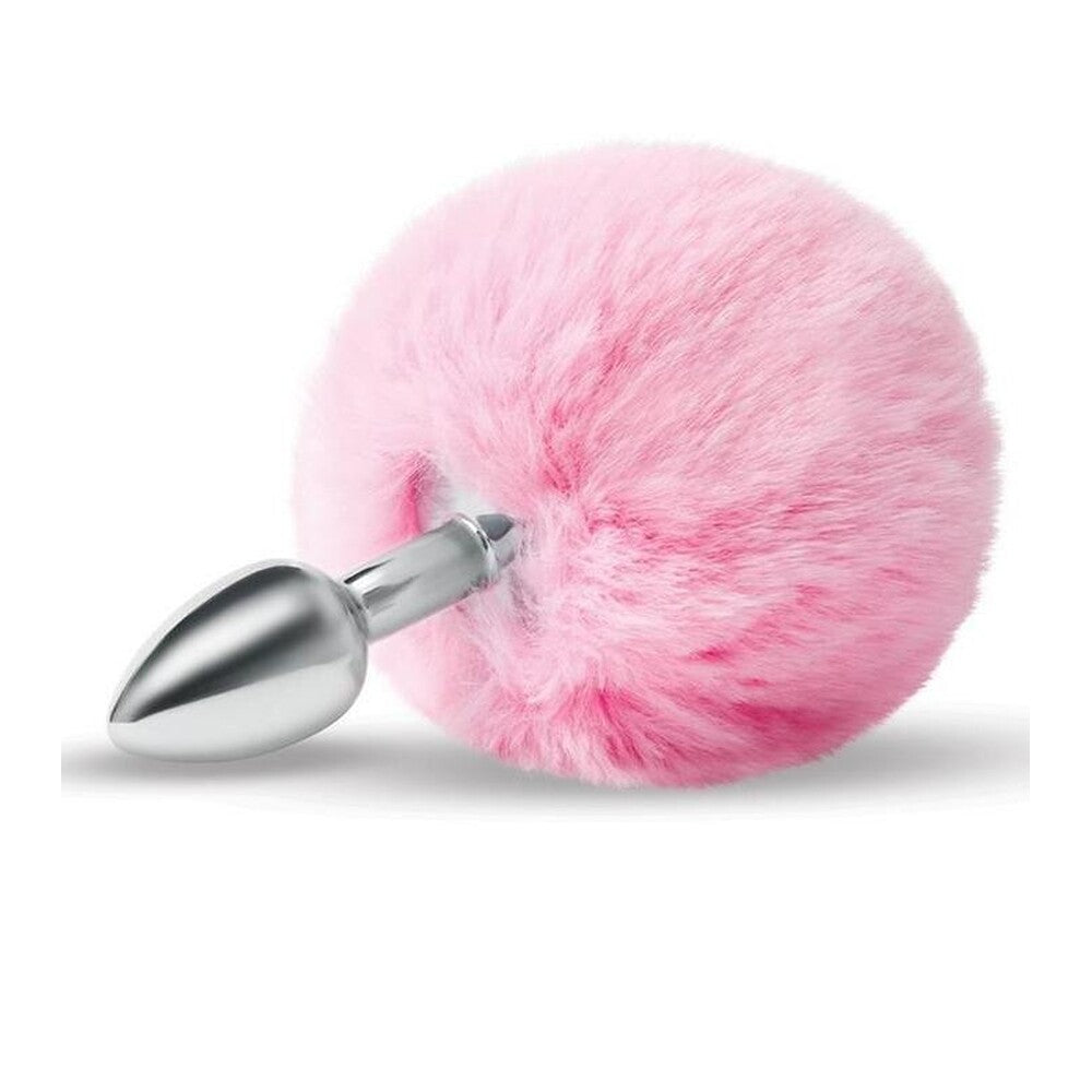 Whipsmart furry tales pink bunny tail butt plug, soft faux fur and metal base.