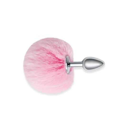 Whipsmart furry tales pink bunny tail butt plug with a fluffy, playful design.
