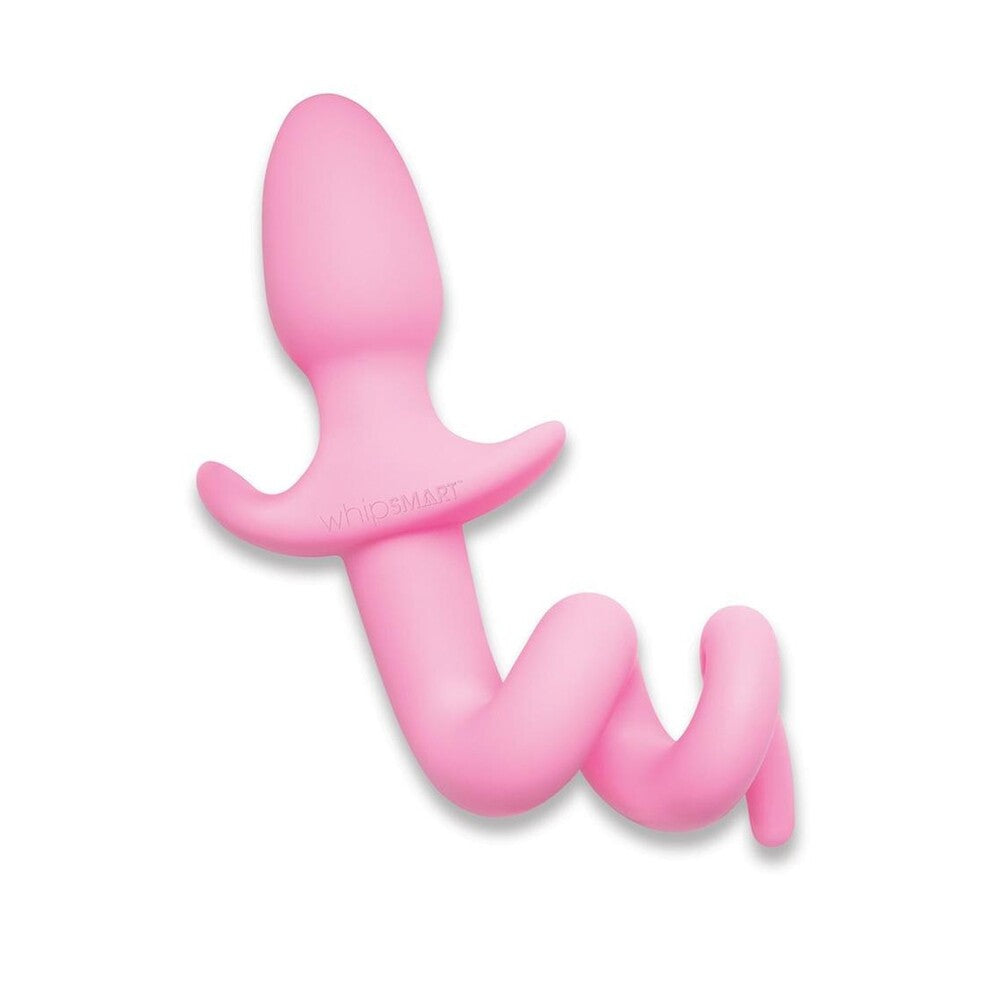 Whipsmart furry tales silicone piggy tail butt plug, pink and playfully textured.