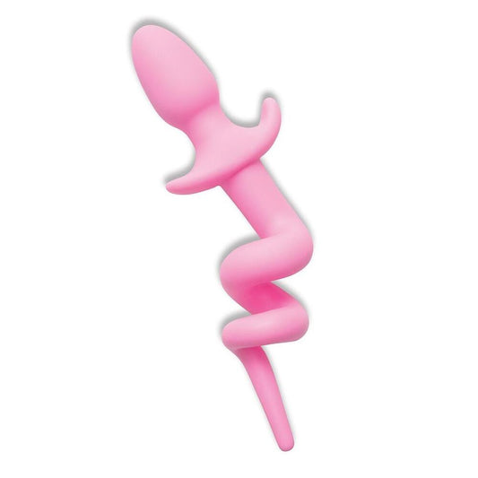 Furry Tales silicone piggy tail butt plug, pink, shiny finish, playful adult toy