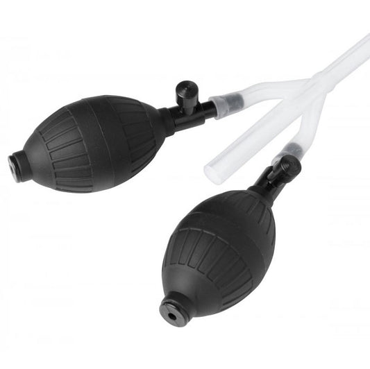 Clean Stream silicone enema system with double bulbs, transparent tubing for personal hygiene.