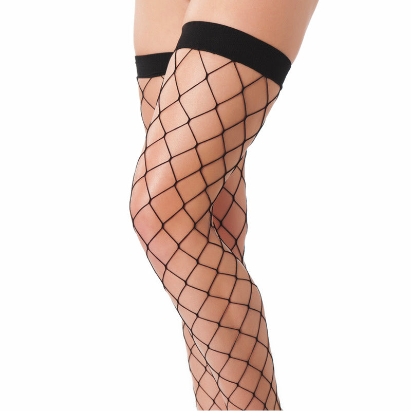Black fishnet stockings, a stylish hosiery choice for adding a touch of edge.