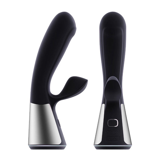 Rechargeable vibrator with clitoral stimulator for intimate pleasure, featuring a sleek, modern design and smooth finish.