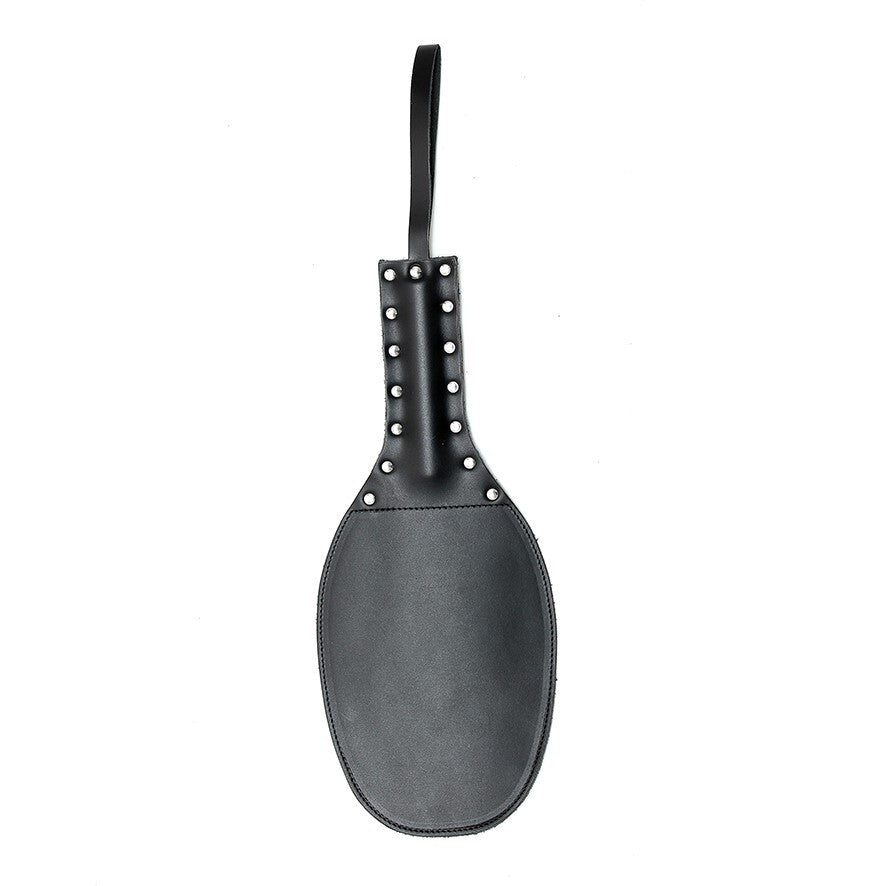 Rimba round oval paddle, showcasing the wood grain and smooth, ergonomic handle design.