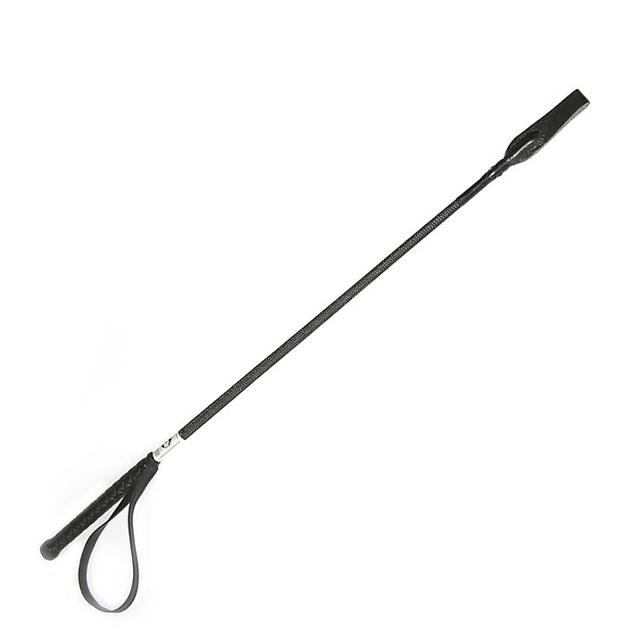 Rimba small riding whip with a black leather handle, perfect for equestrian use.