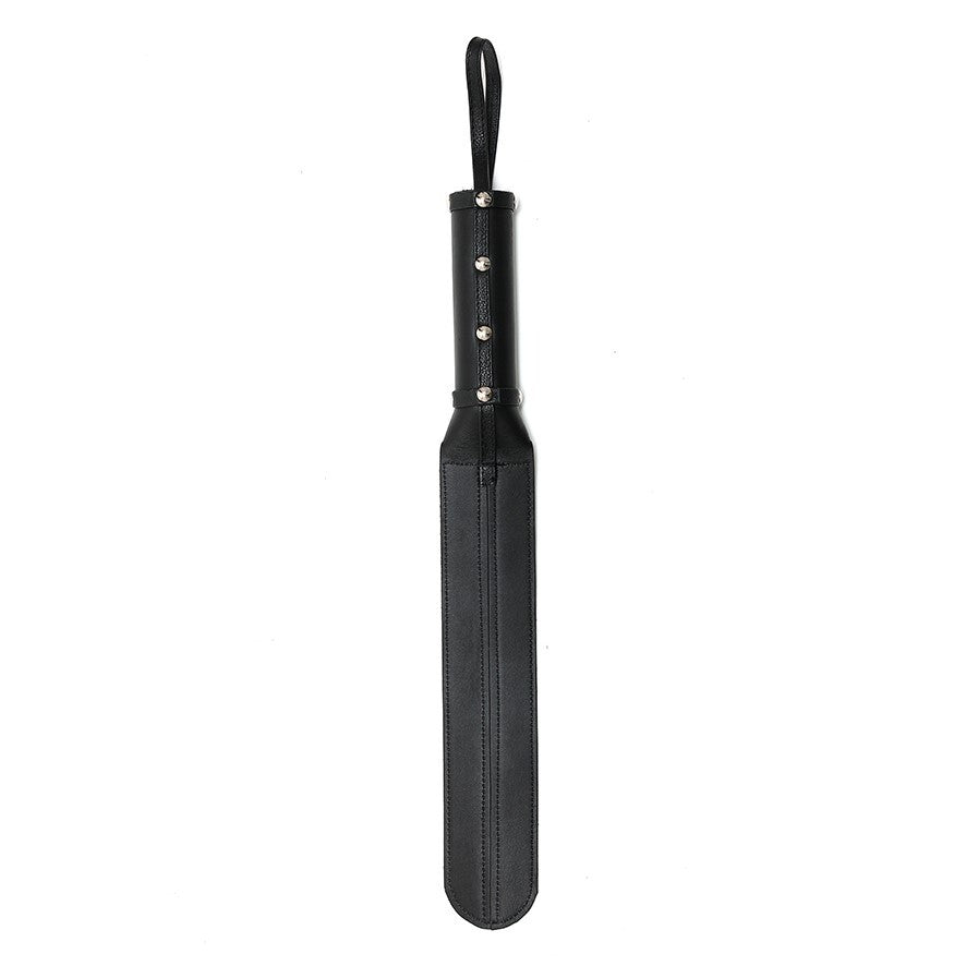 rimba thin leather paddle, shown in a close-up shot highlighting its smooth finish and elegant design.