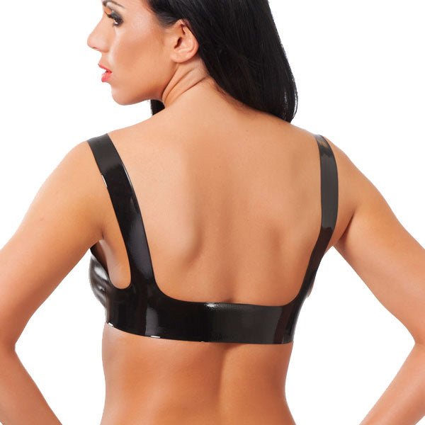 Rimba's open nipple bra made of rubber, showing a daring and provocative female style.