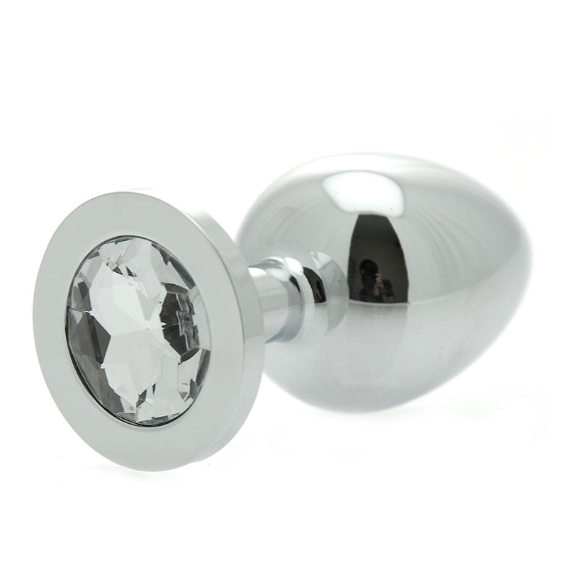 Glistening jewelled crystal butt plug, a glamorous and daring addition to your pleasure collection.