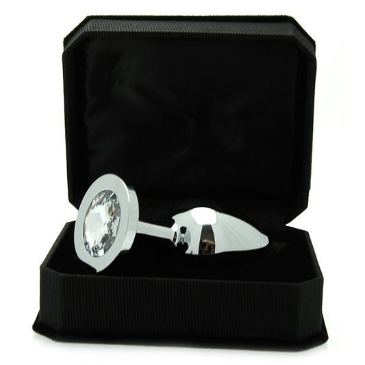 rimba jewelled butt plug with a clear crystal, offering a luxurious sensual experience.