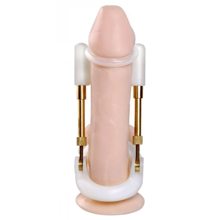 size matters penile aide: transparent vacuum cylinder with comfort grip for penis enhancement.