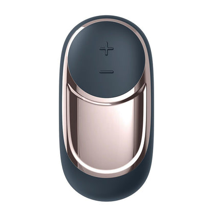 Close-up of the Satisfyer Layons Dark Desire, a sleek, dark grey clitoral massager.