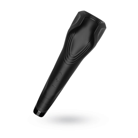 Satisfyer Men Wand masturbator, a vibrating pleasure device for blokes, made of skin-safe material.