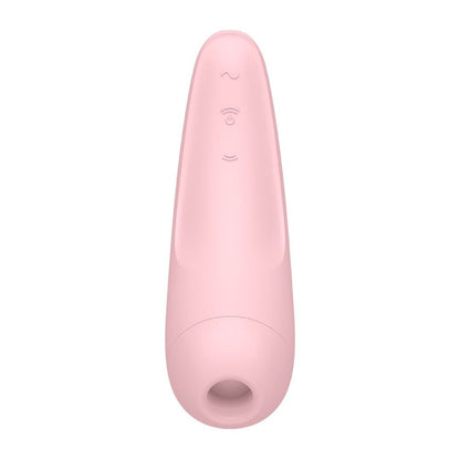 Satisfyer curvy 2 plus clitoral massager in pink, a pleasure air vibrator for external stimulation.