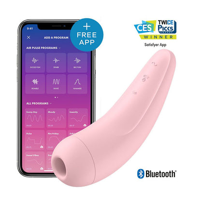 Pink clitoral massager from Creative Conceptions, app-enabled with a curvy, ergonomic design.