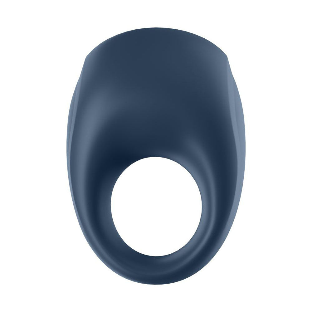 Blue 'strong one' cock ring with app control by satisfyer pro for enhanced pleasure.