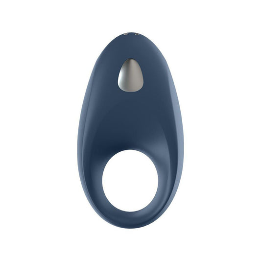 Satisfyer Mighty One cock ring, a textured black love ring vibrator made from smooth silicone.