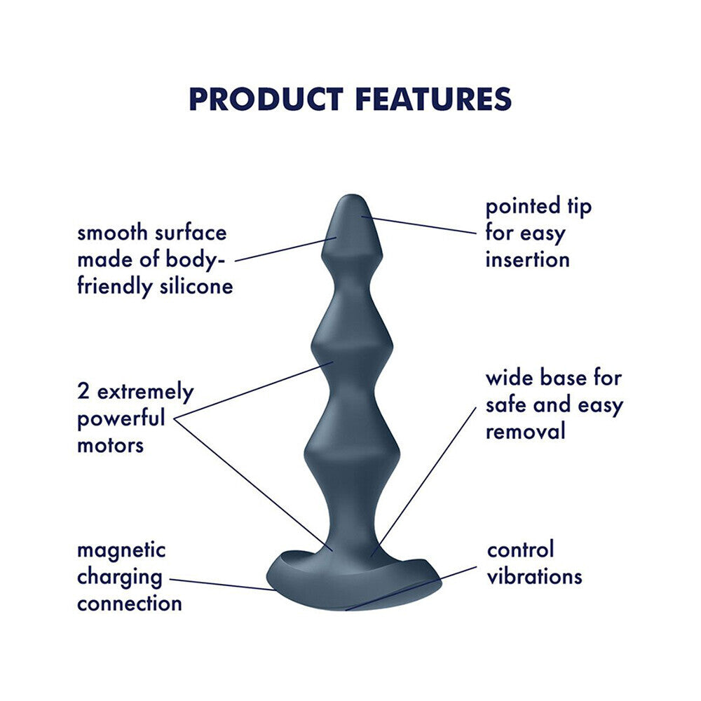 The black 'Satisfyer Lolli Plug 1' vibrating anal plug, a smooth, ergonomic design.